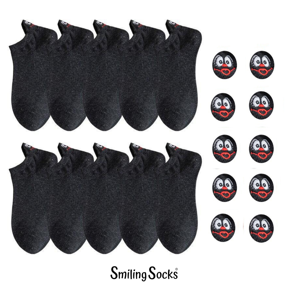 Klassische Schwarze Smiling Socks® 10er-Pack